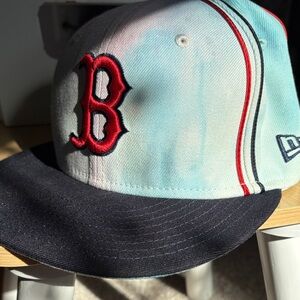 Hand Tye-Dyed Red and Blue Logo Boston Red Sox Baseball Cap